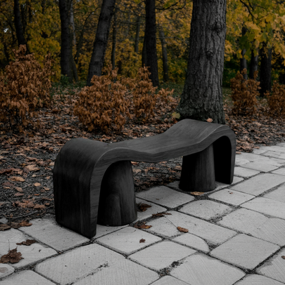 Contemporary Sculpted Wood Bench For Garden Or Patio Lynnsnail