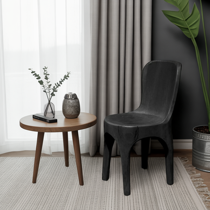 Sculptural Solid Wood Chair With Curved Seat For Garden Or Indoor Decor Lynnsnail