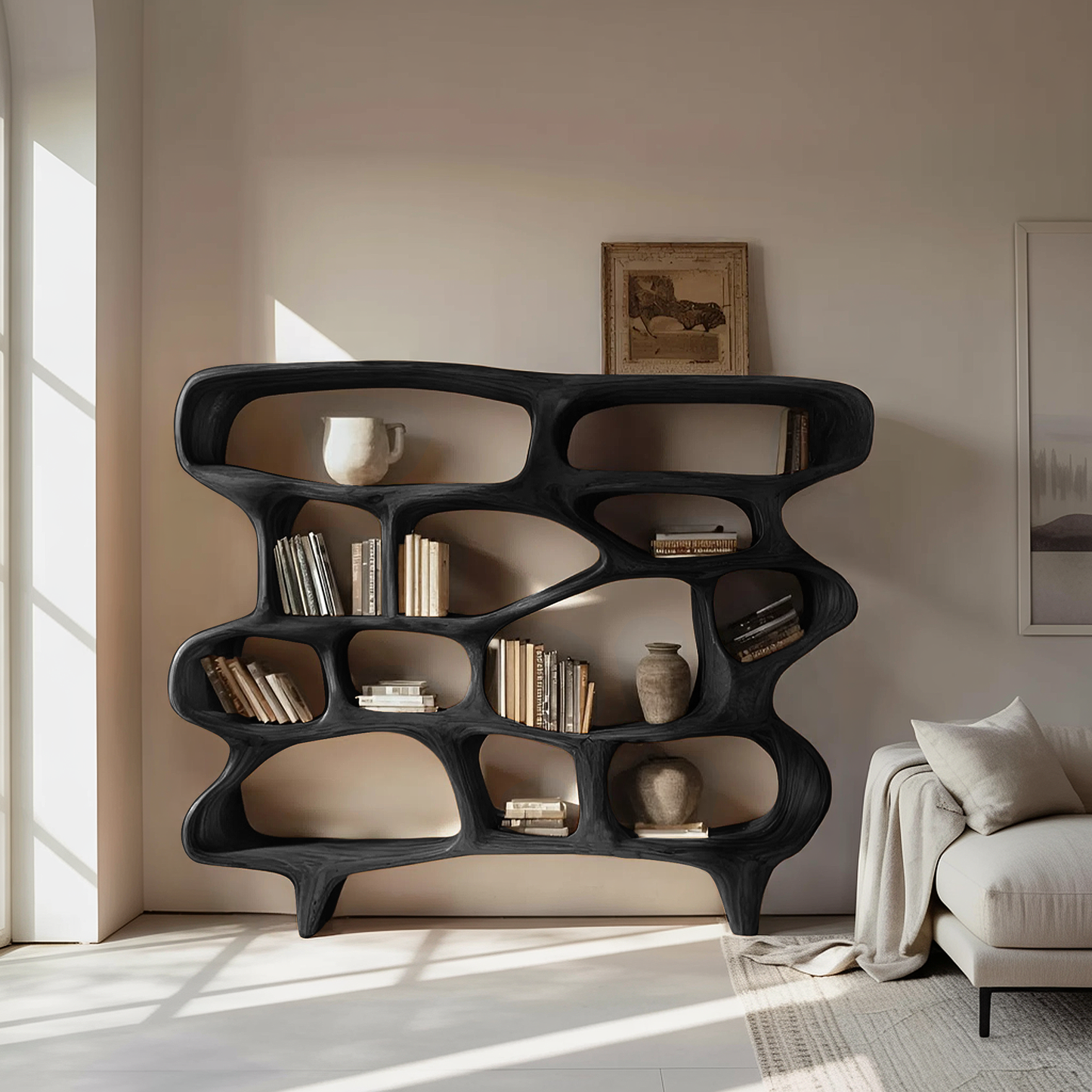 Organic Sculptural Bookshelf For Living Room Or Office Decor Lynnsnail
