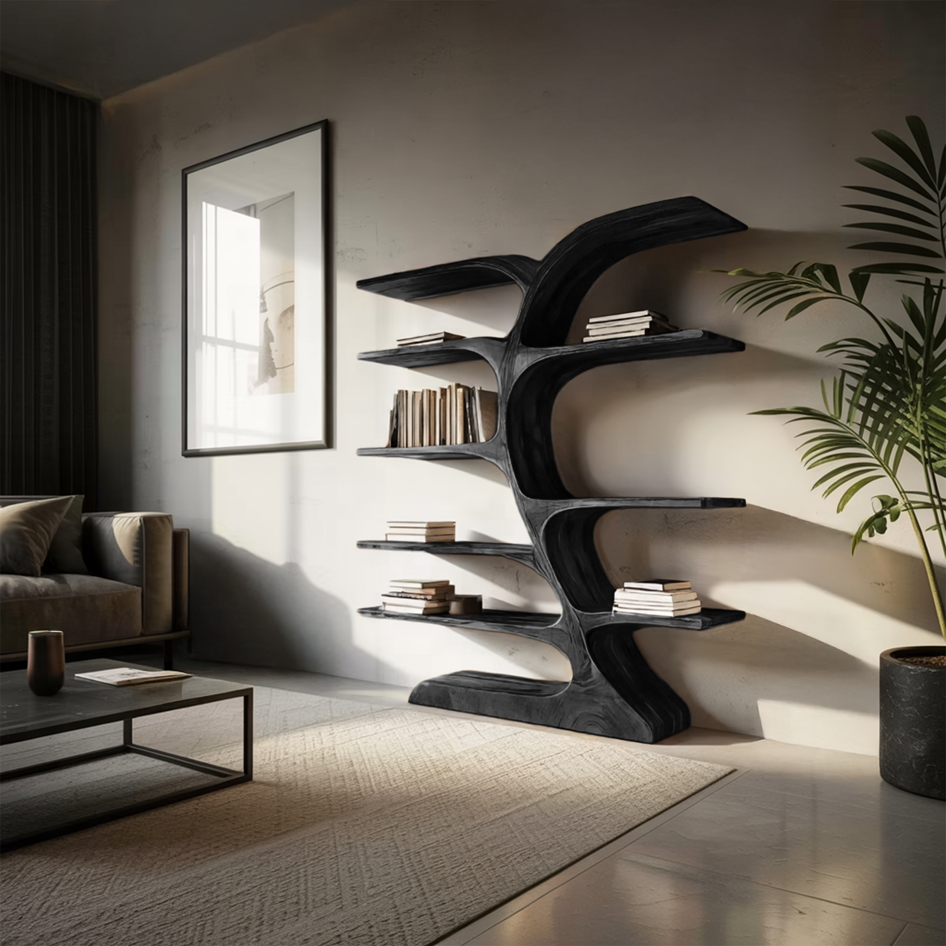 Organic Curved Bookshelf For Open Space Lynnsnail