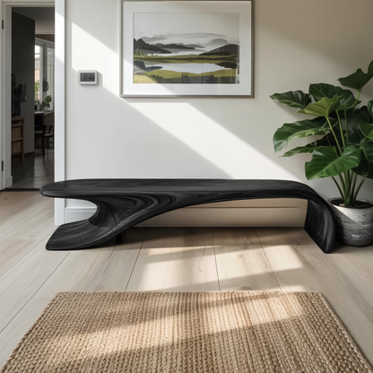 Modern Sculptural Bench With Flowing Curves For Living Room Lynnsnail