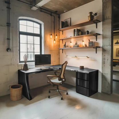 Modern Live Edge L Shaped Desk For Minimalist Home Office Lynnsnail