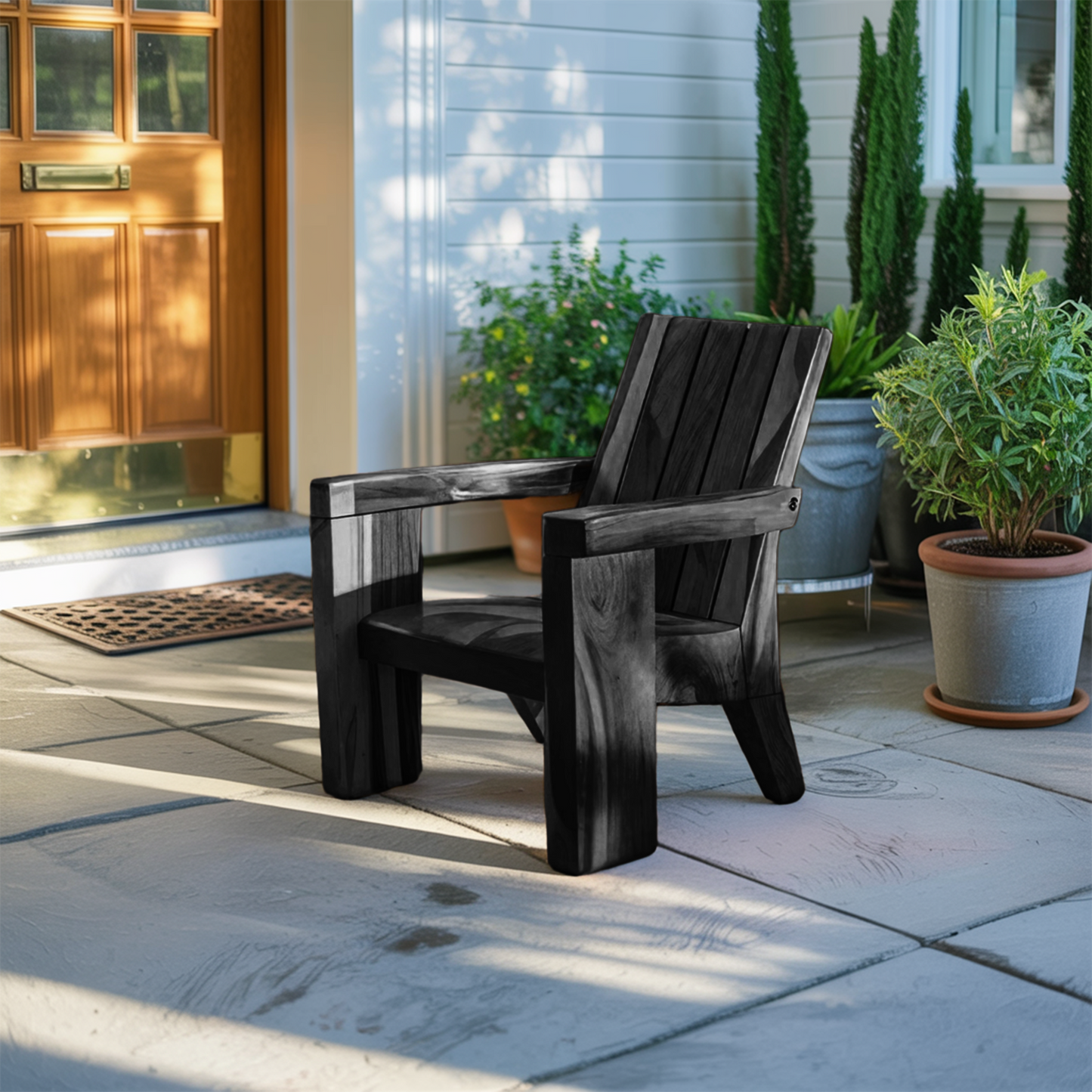 Rustic Outdoor Wooden Lounge Chair With Armrests For Garden Or Porch Lynnsnail