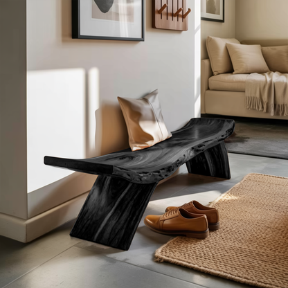 Rustic Live Edge Bench With Organic Curves For Entryway Lynnsnail