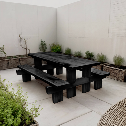 Minimalist Outdoor Picnic Table With Benches For Garden Or Cabin Lynnsnail