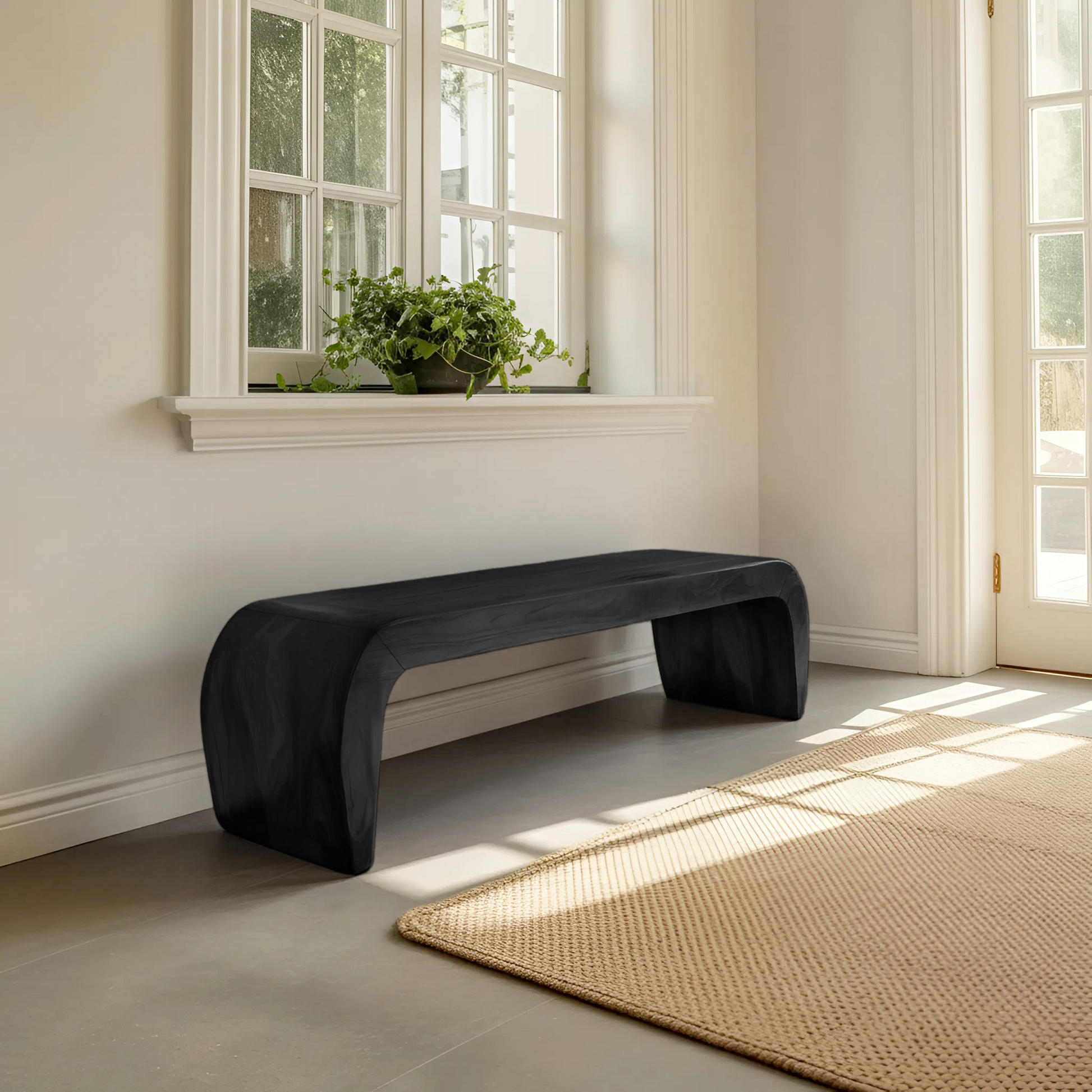 Contemporary Bench With Curved Design For Entryway Lynnsnail