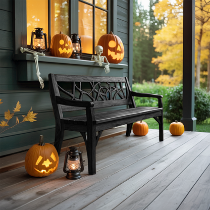 Rustic Solid Wood Halloween Bench For Spooky Outdoor Home Decor Lynnsnail