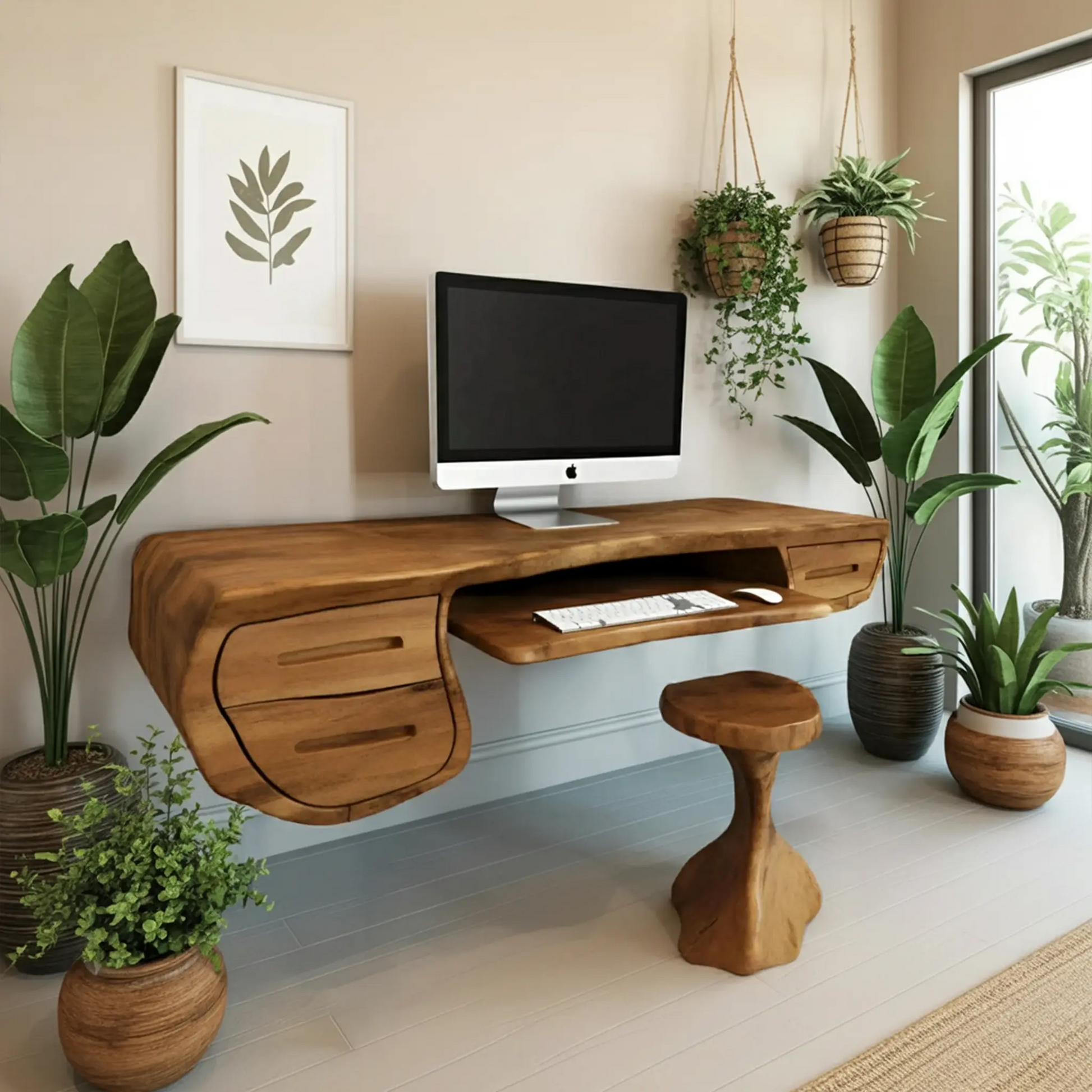 Floating Sculptural Desk With Drawers For Home Office And Studio Lynnsnail