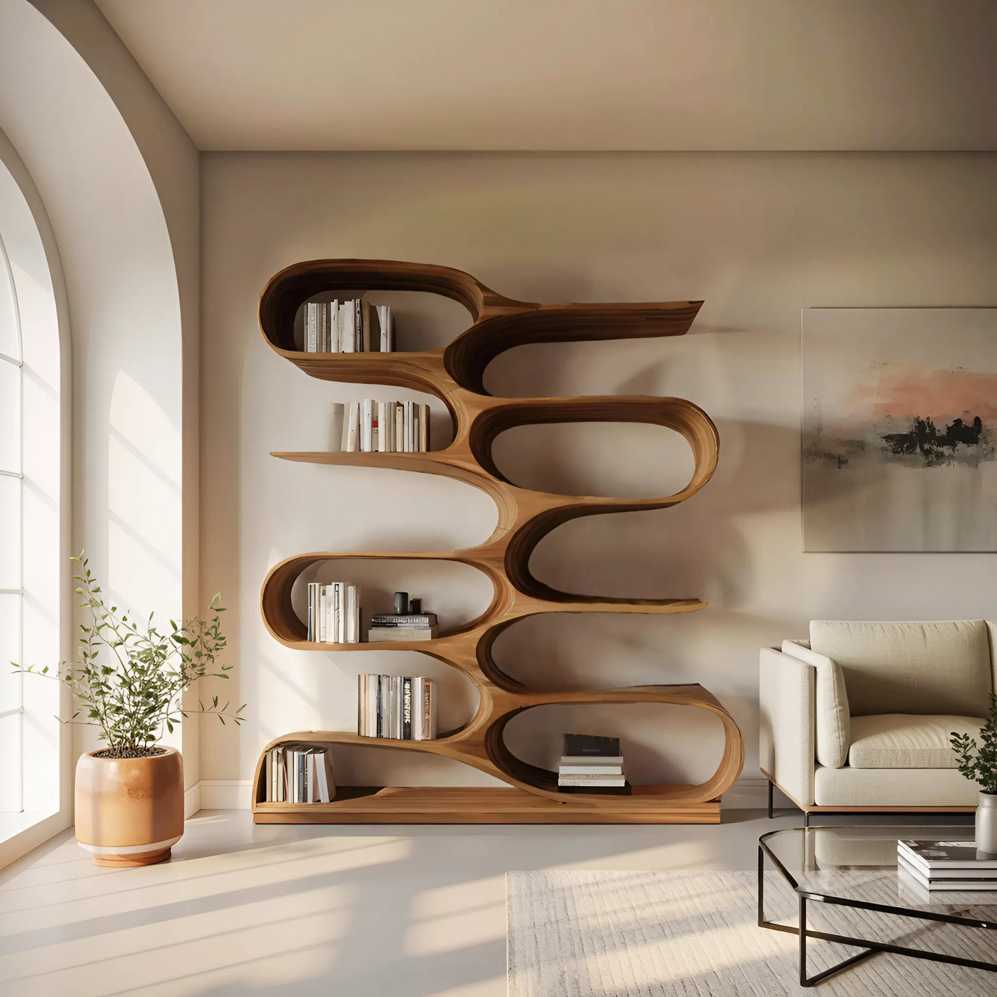 Organic Bookshelf For Living Room Or Home Decor Lynnsnail