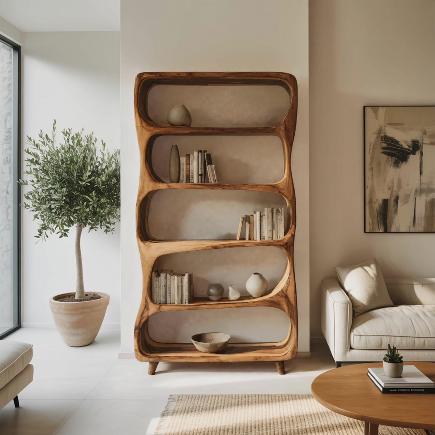 Handcrafted Bookshelf With Open Shelving Unit For Living Room Lynnsnail