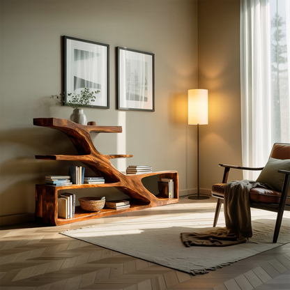 Modern Sculptural Curved Bookcase For Living Room Interior Lynnsnail