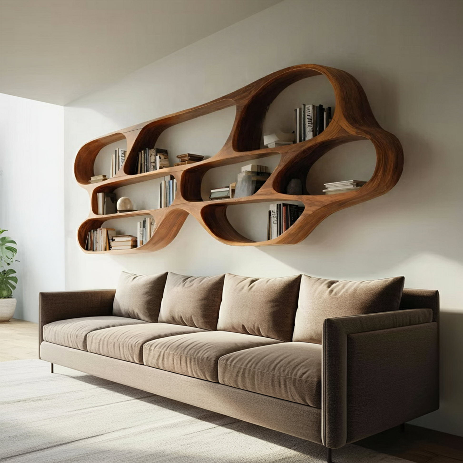 Organic Wall Bookcase For Bedroom Interior Design Lynnsnail