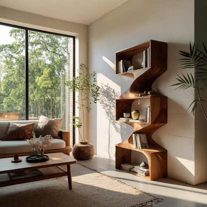 Modern Sculptural Wall Bookcase For Living Room Or Office Lynnsnail