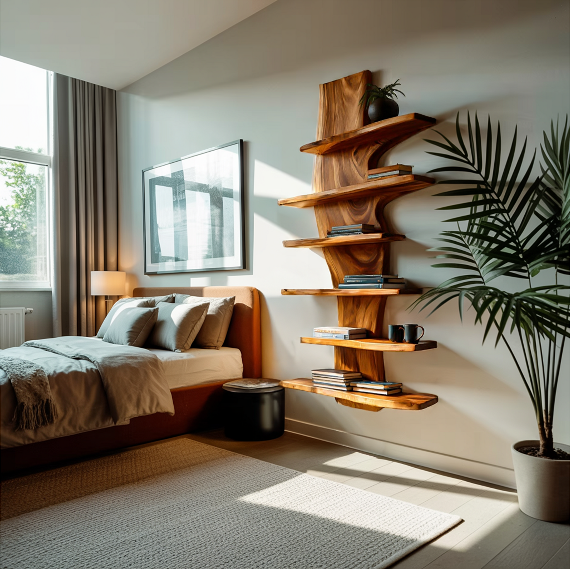Modern Wooden Floating Bookshelf For Living Room Decor Lynnsnail