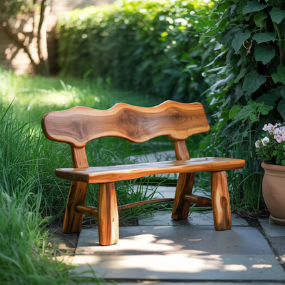 Rustic Garden Bench Live Edge Outdoor Seating For Patio Courtyard And Backyard Lynnsnail