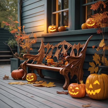 Mid Century Solid Wood Halloween Bench For Festive Outdoor Decor Lynnsnail