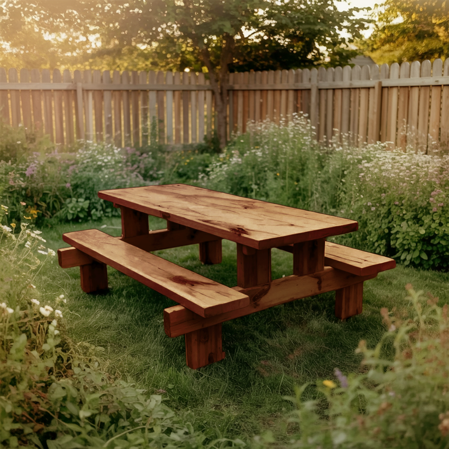 Minimalist Outdoor Picnic Table With Benches For Garden Or Cabin Lynnsnail