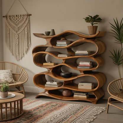 Sculptural Bookshelf Cabinet For Living Room And Office Lynnsnail