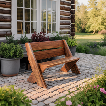 Modern Outdoor Bench With Angled Legs For Garden Patio And Backyard Lynnsnail