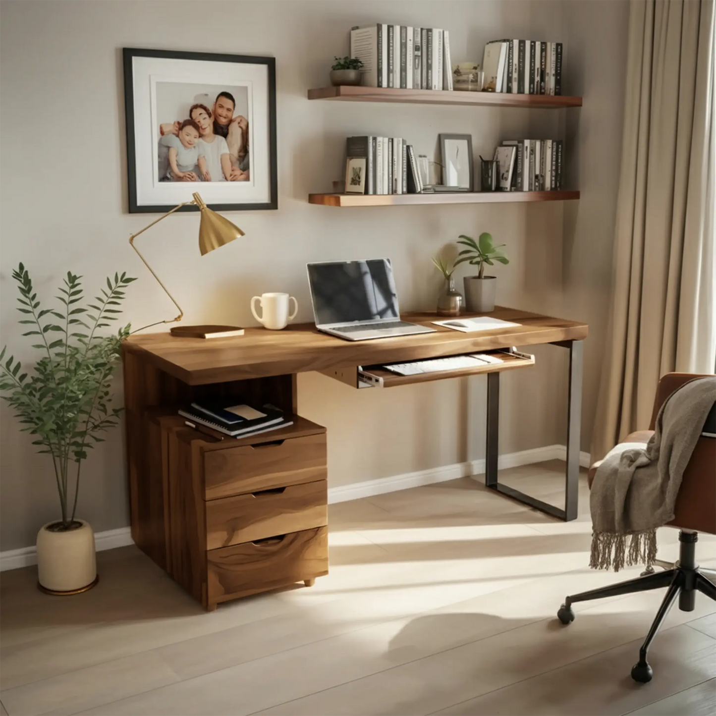 Contemporary Desk with Drawer For Home Office Workspace Lynnsnail