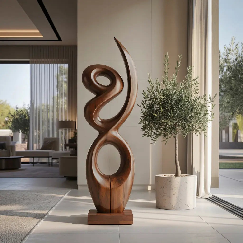 Handcrafted Wooden Abstract Sculpture For Living Room Lynnsnail