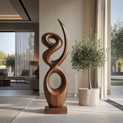 Handcrafted Wooden Abstract Sculpture For Living Room Lynnsnail