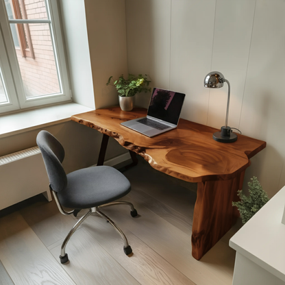 Rustic Office Desk With Live Edge Design For Home Workspace Lynnsnail