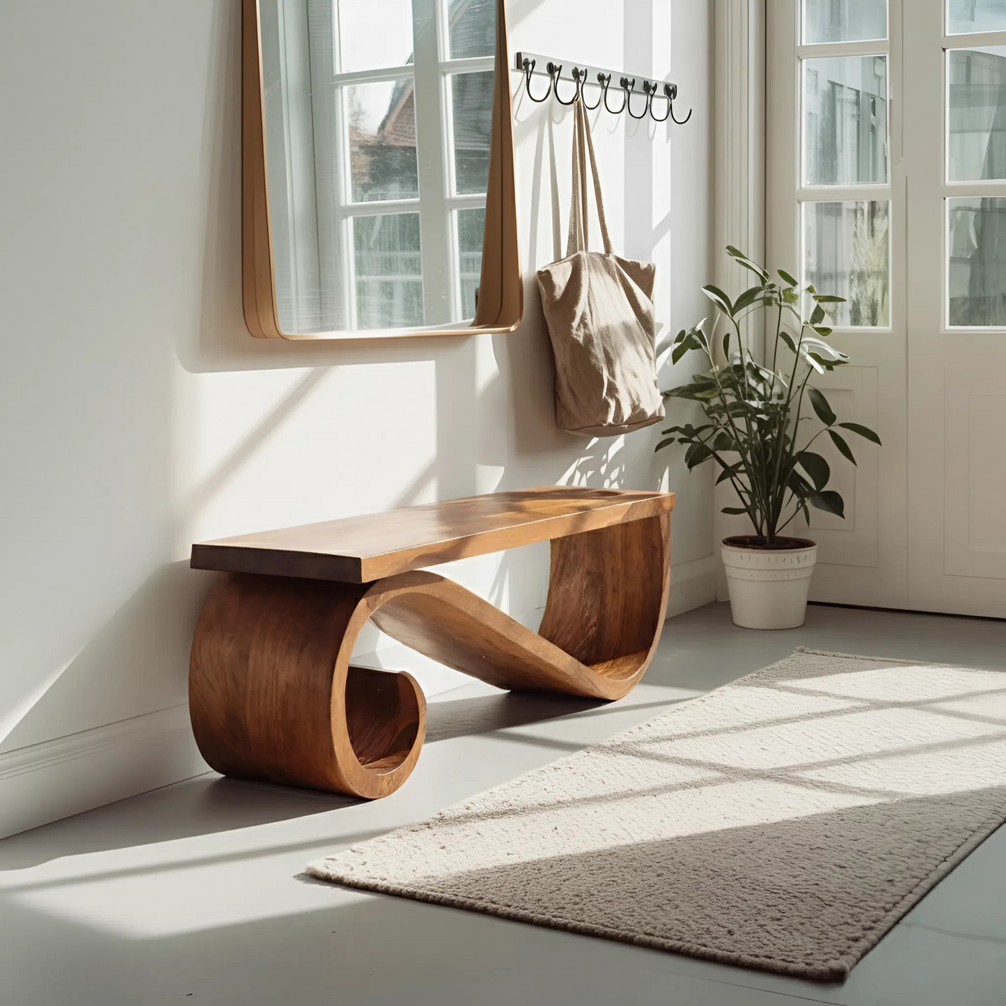 Organic Sculptural Bench For Entryway Or Living Room Lynnsnail