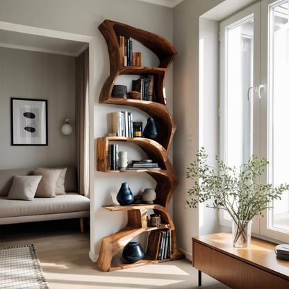 Modern Bookshelf With Curved Design For Study Lynnsnail