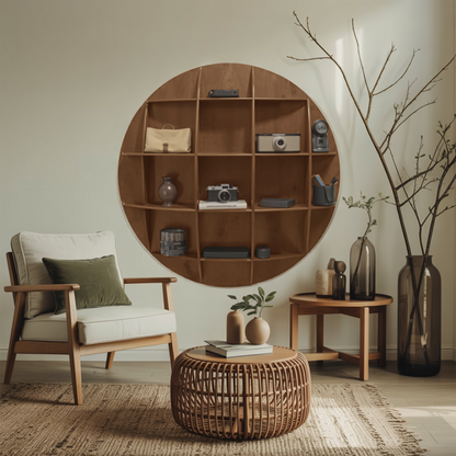 Modern Round Wall Mounted Shelf With Compartments For Living Room Office And Entryway Lynnsnail