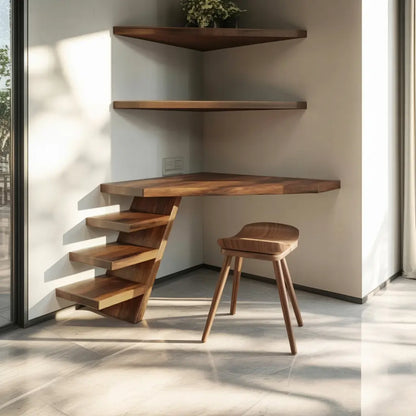 Minimalist Floating Corner Desk With Shelves For Small Home Office Workspace Lynnsnail