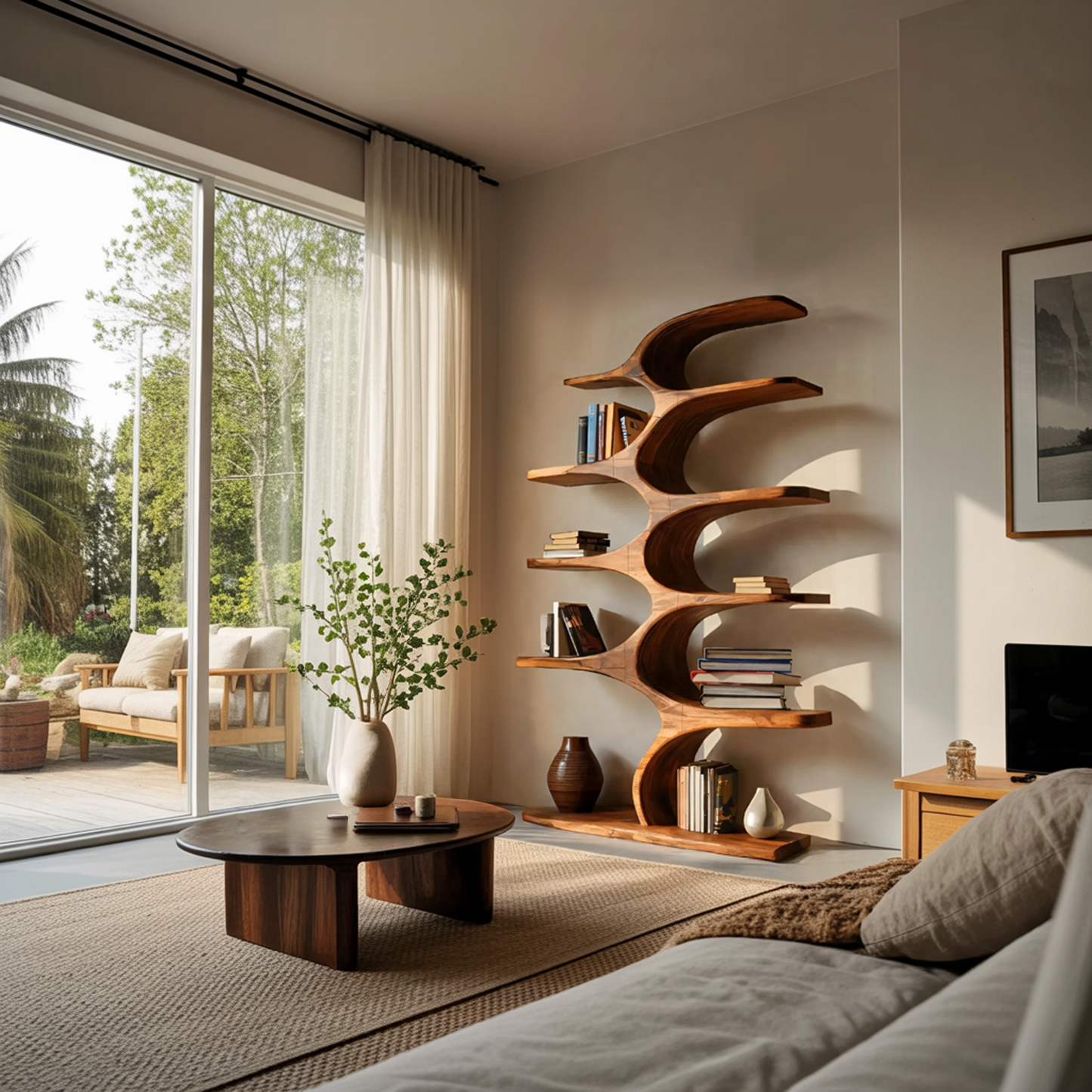 Artistic Curved Bookshelf Fluid Lines Statement For Designer Interiors Lynnsnail