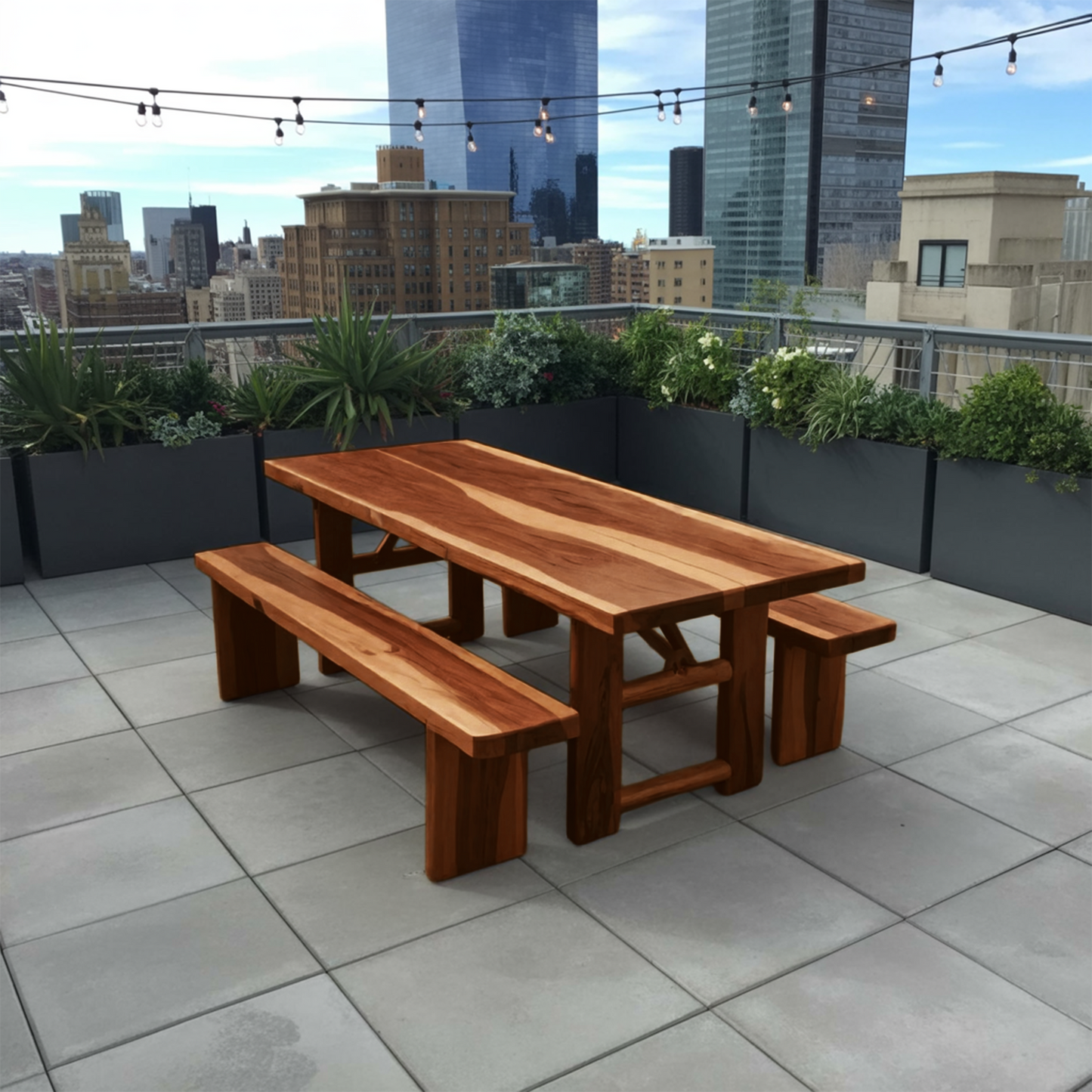 Rustic Outdoor Table With Benches For Garden Or Backyard Gatherings Lynnsnail