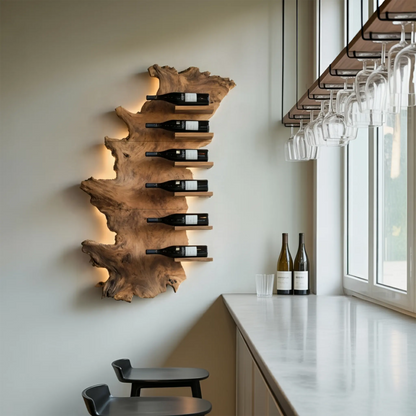 Handcrafted Wooden Live Edge Wine Holder For Bar Display Art Lynnsnail