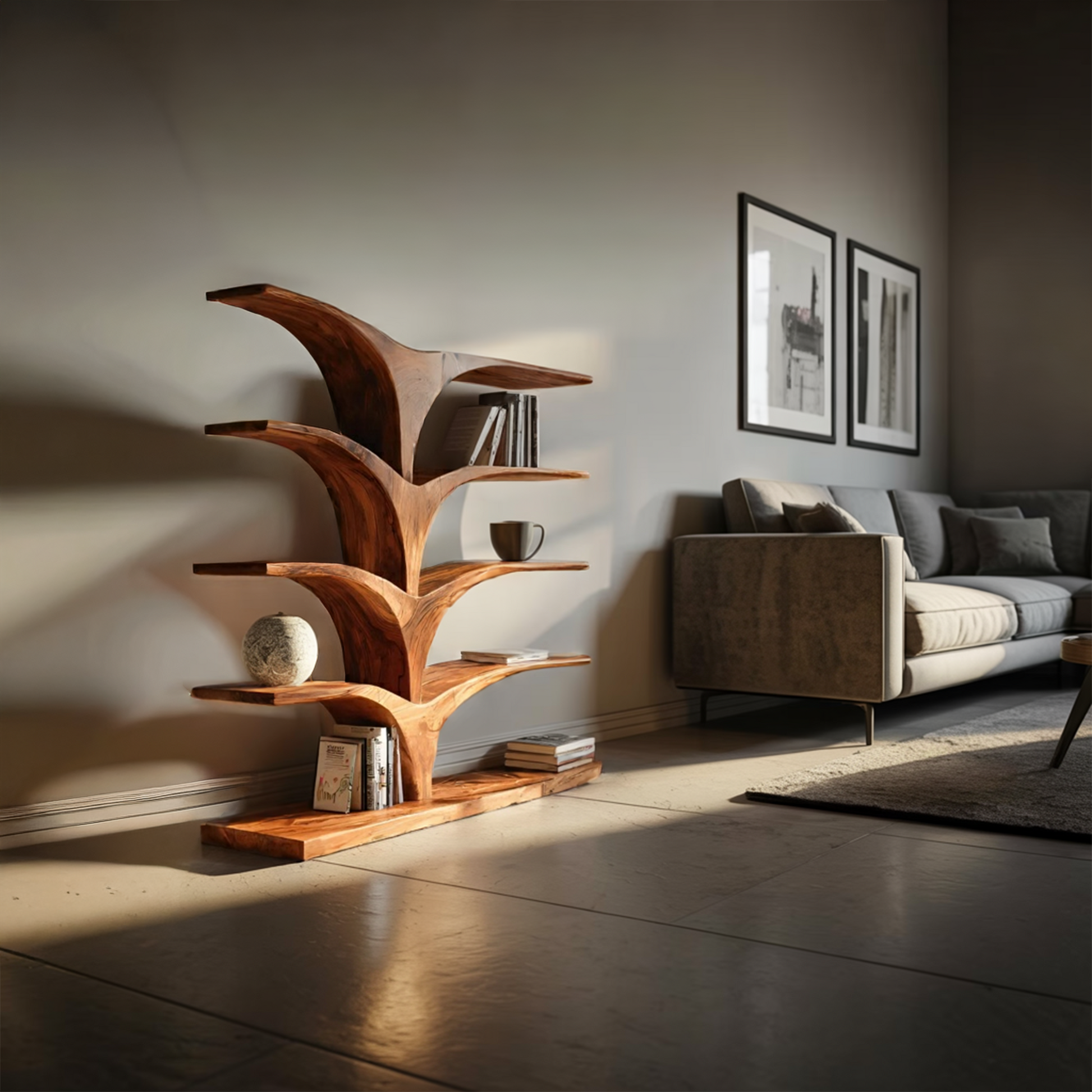 Contemporary Curved Bookshelf For Modern Interior Lynnsnail