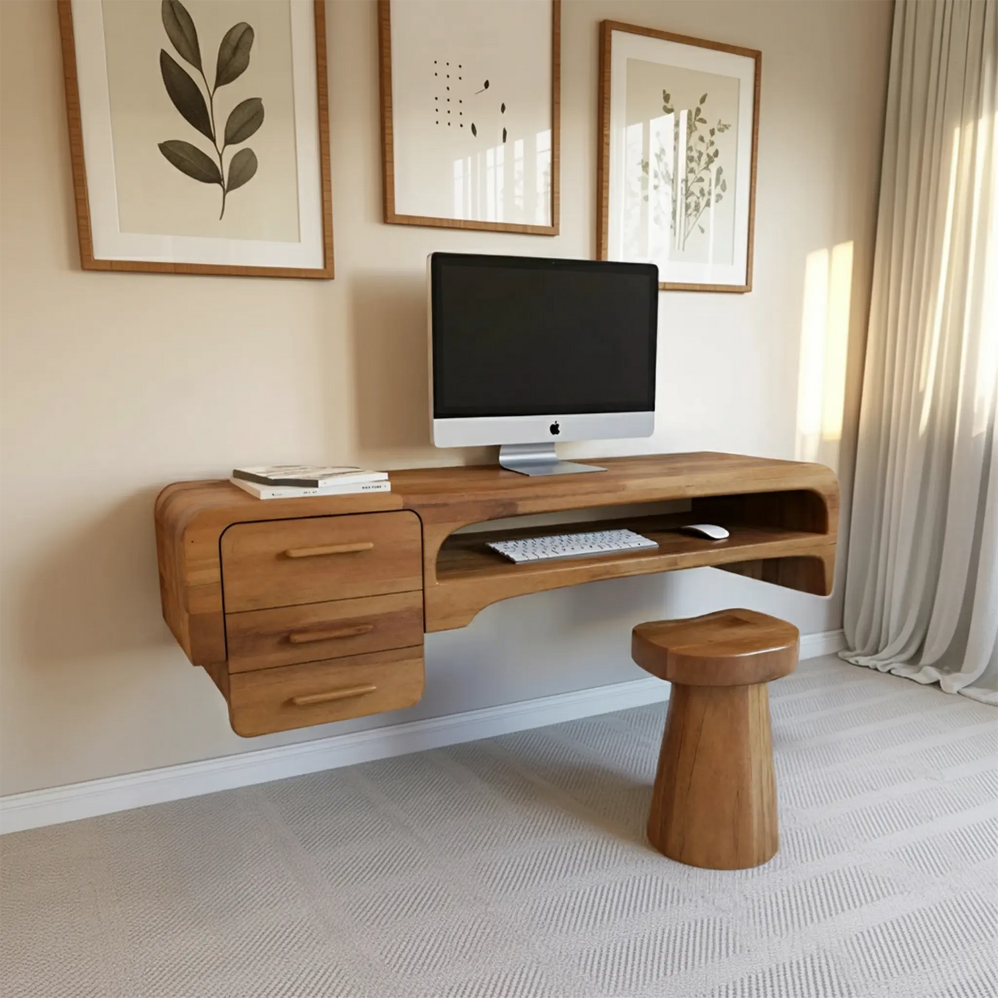 Minimalist Wall Mounted Desk With Drawers Floating Workstation For Bedroom And Office Lynnsnail