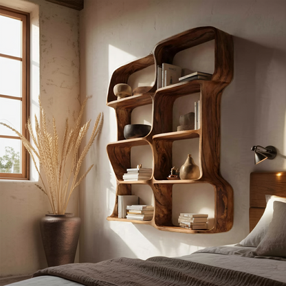 Modern Sculptural Floating Bookshelf For Bedroom Or Living Room Lynnsnail