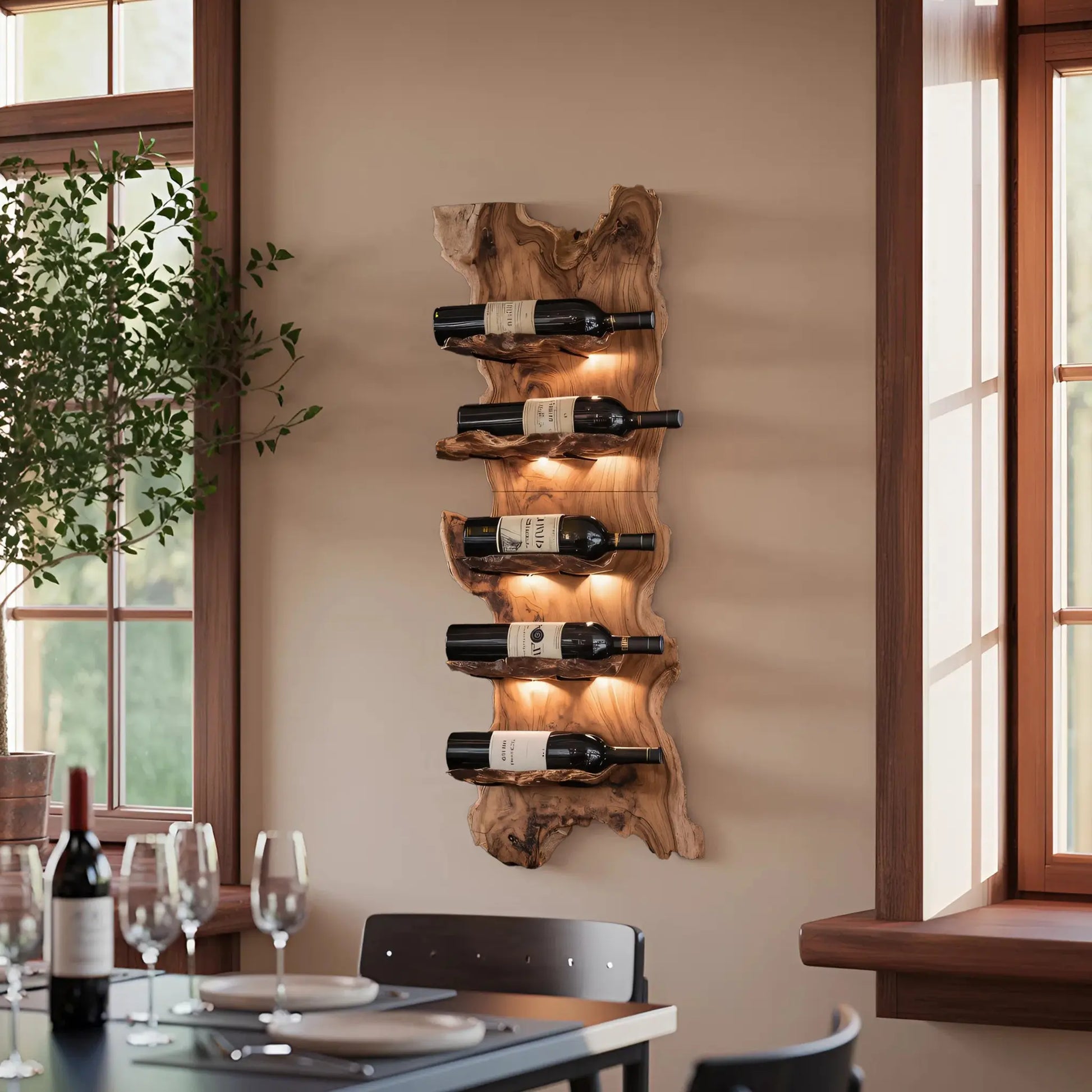 Modern Wooden Live Edge Wine Holder For Entryway Furniture Lynnsnail
