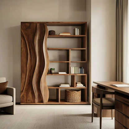 Modern Bookshelf With Wave Door For Home Decor Lynnsnail