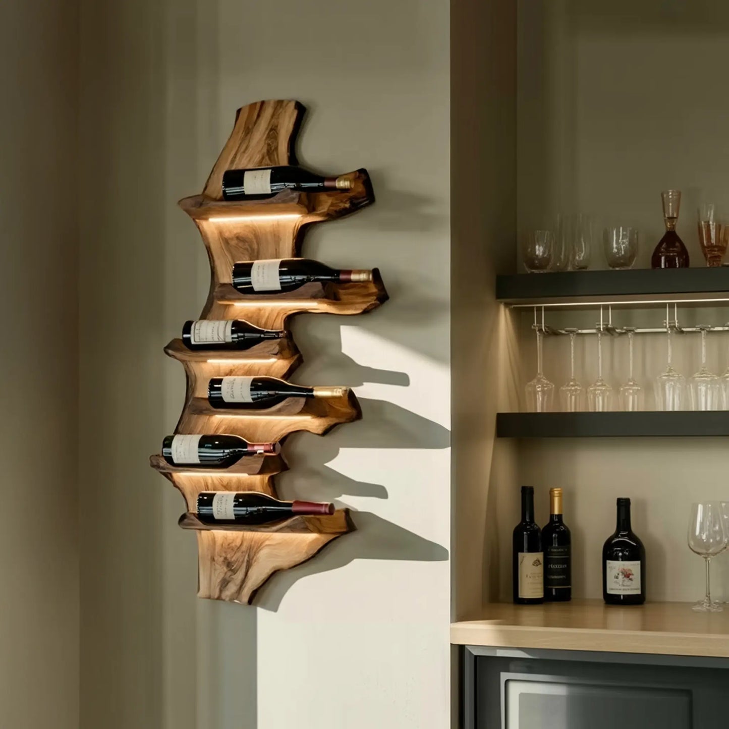 Farmhouse Live Edge Wine Holder For Entryway Furniture Decor Lynnsnail
