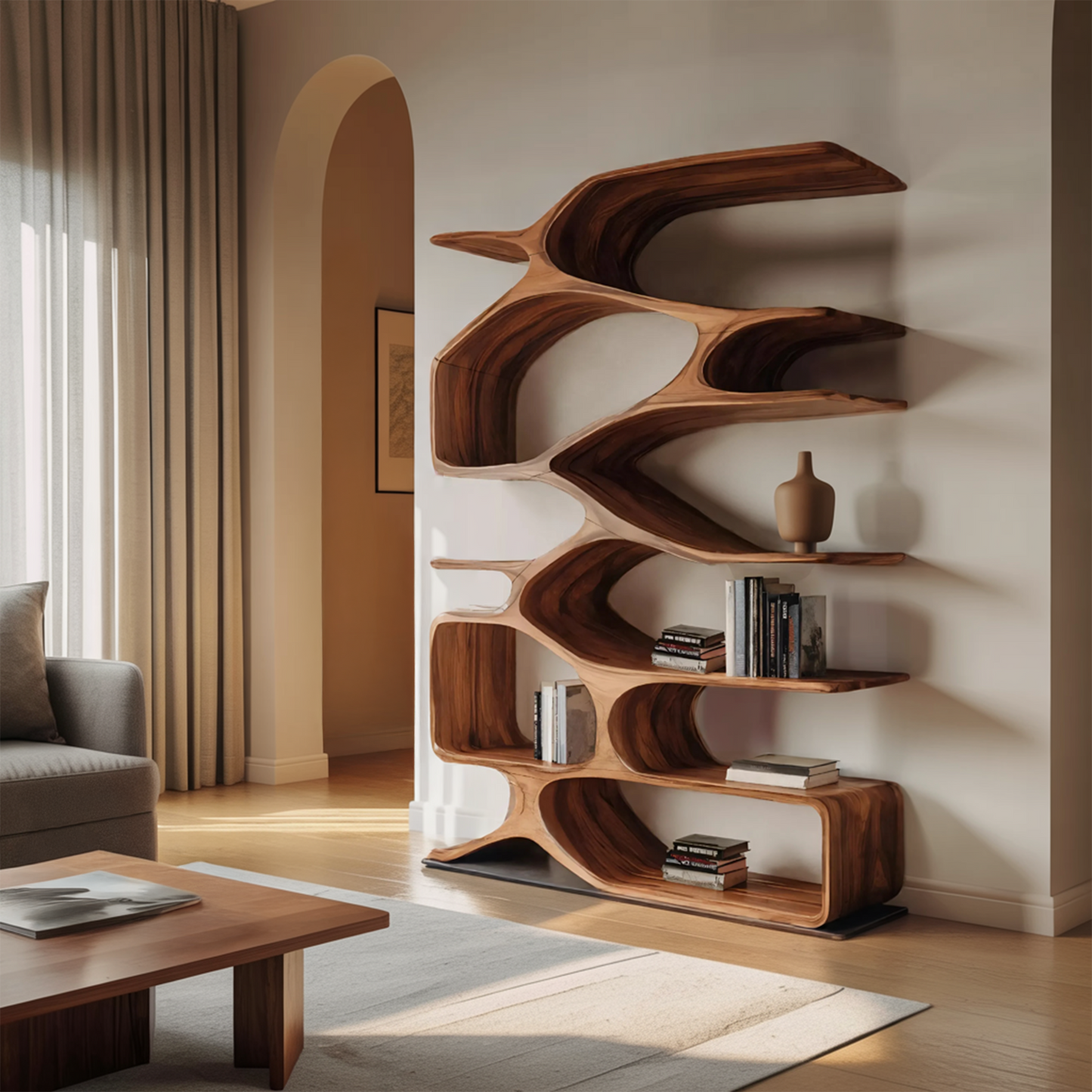 Organic Sculptural Bookshelf For Living Decor Lynnsnail