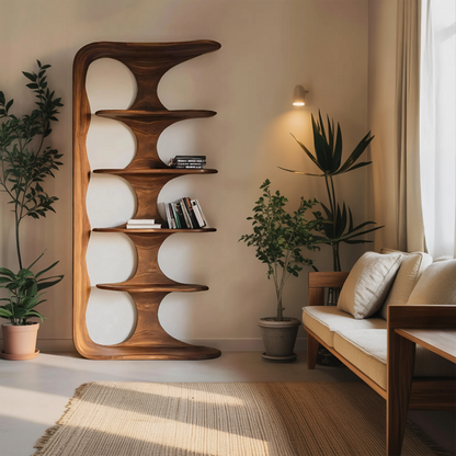 Contemporary Sculptural Vertical Bookshelf For Living Room Lynnsnail