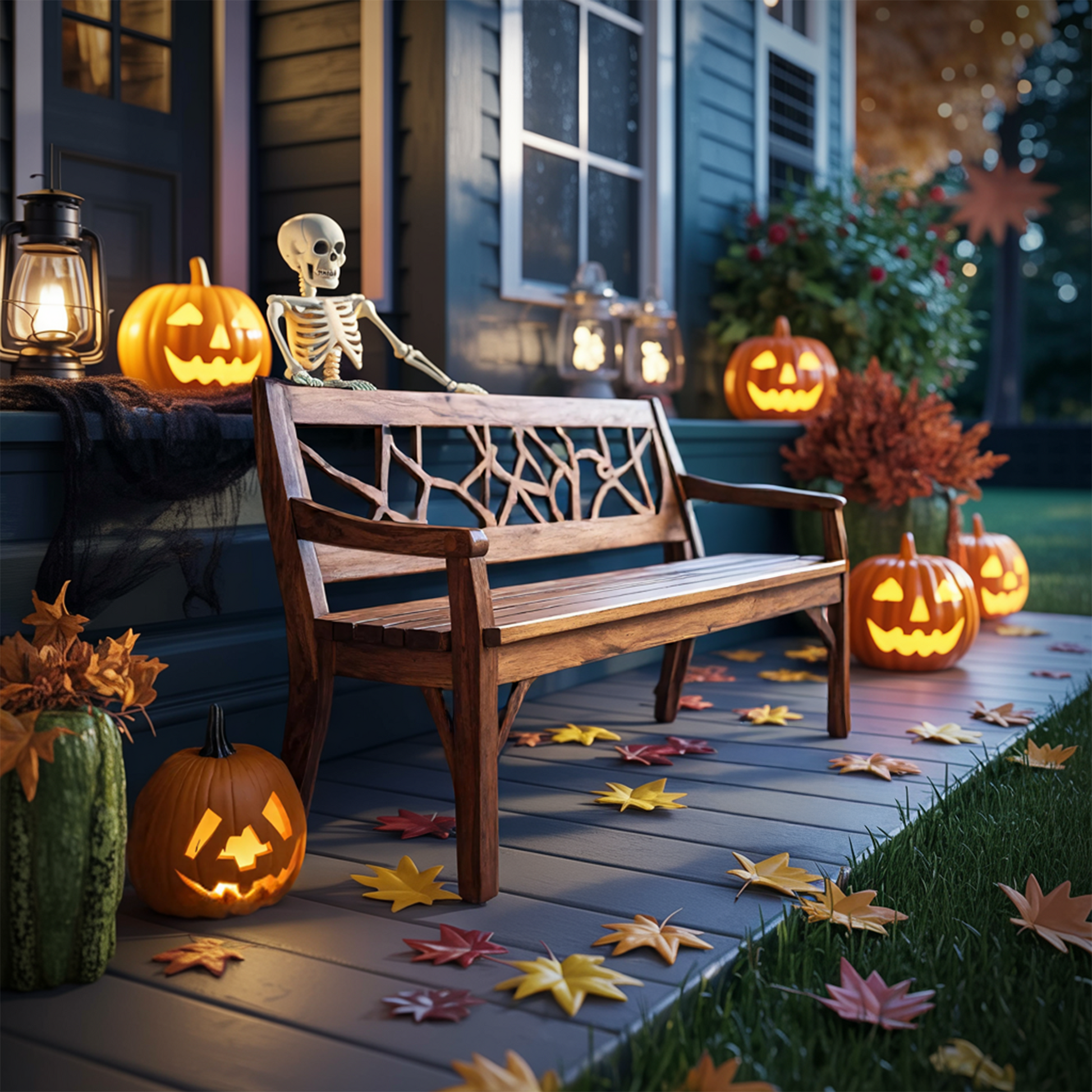 Rustic Solid Wood Halloween Bench For Spooky Outdoor Home Decor Lynnsnail