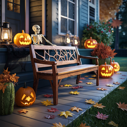 Rustic Solid Wood Halloween Bench For Spooky Outdoor Home Decor Lynnsnail