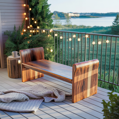 Contemporary Wood Bench With Rounded Armrests For Porch Or Garden Lynnsnail