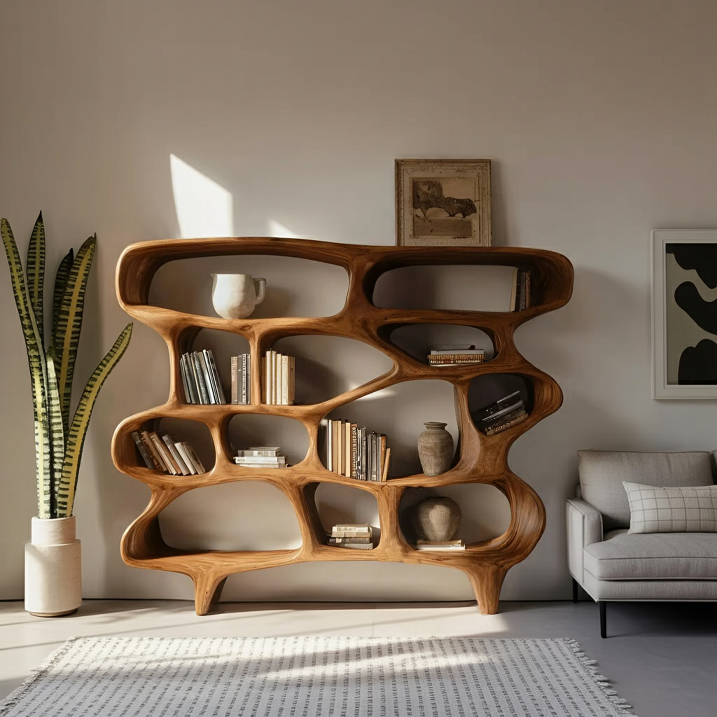 Organic Sculptural Bookshelf For Living Room Or Office Decor Lynnsnail