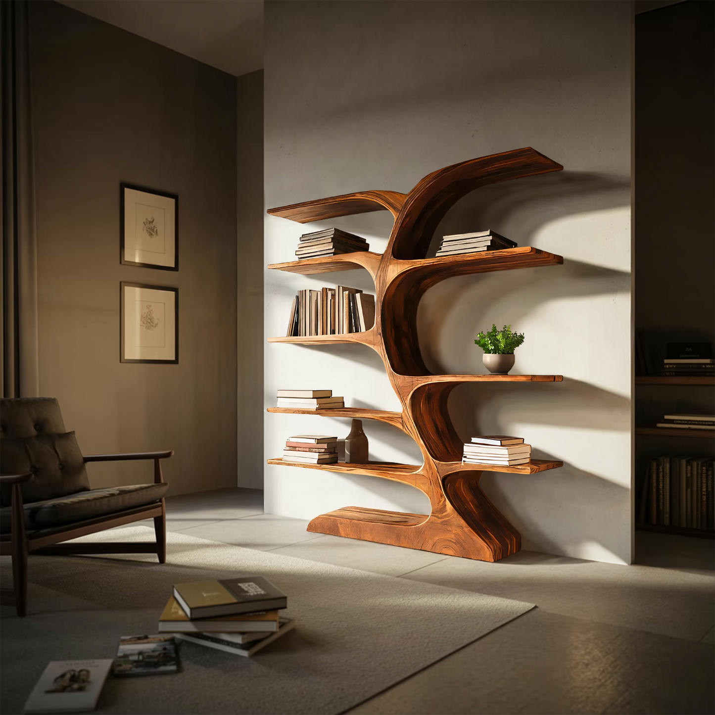Organic Curved Bookshelf For Open Space Lynnsnail