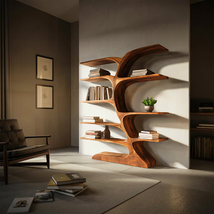 Organic Curved Bookshelf For Open Space Lynnsnail