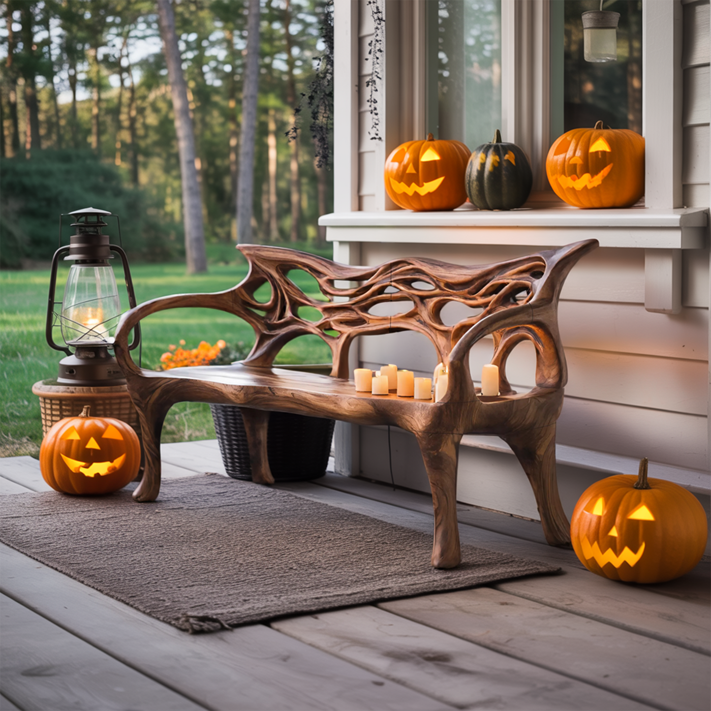 Mid Century Solid Wood Halloween Bench For Outdoor Design Lynnsnail