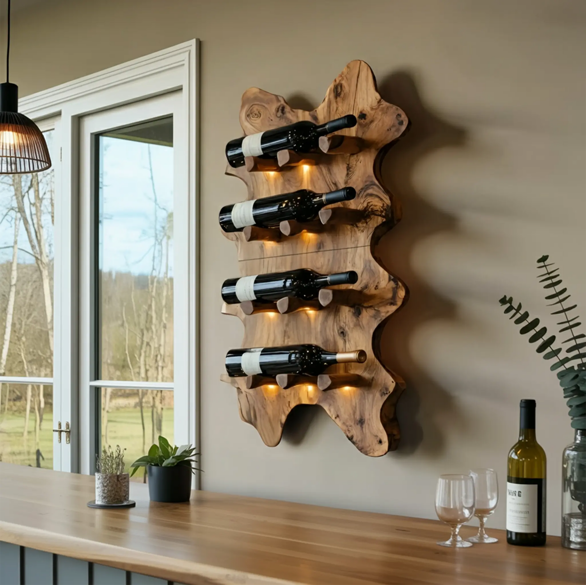 Rustic Live Edge Wall Wine Rack For Cozy Dining Rooms Lynnsnail